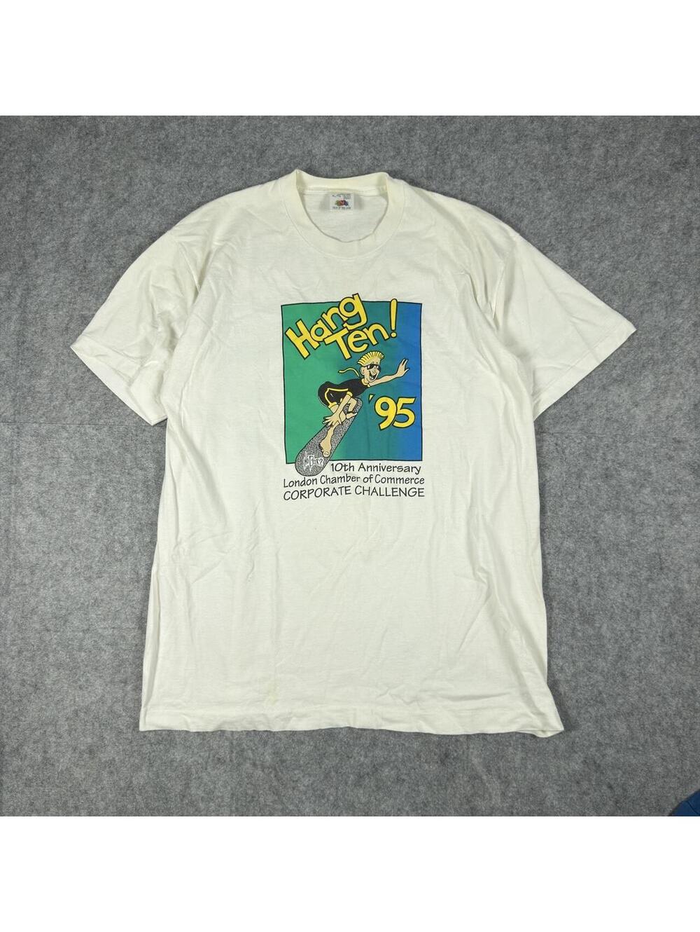 Vintage 90s Hang Ten Surf Graphic Single Stitch T-Shirt (Size XL)